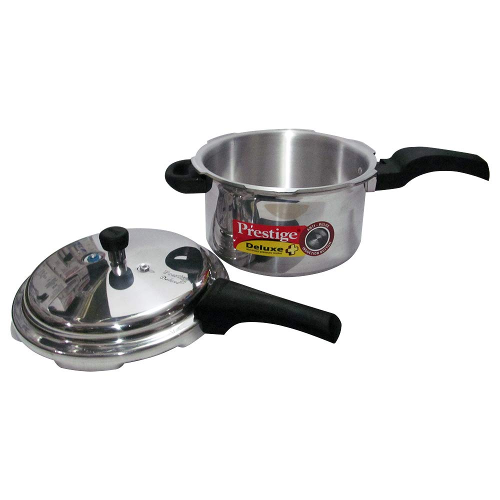 Prestige Deluxe Plus Induction Base Aluminium Outer Lid Pressure Cooker, 5 Litres, Silver, 5 Liter