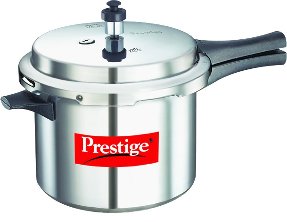 Prestige 7.5 Litres Popular Outer Lid Aluminium Pressure Cooker |Metallic Safety Plug | Gasket Release System | Silver