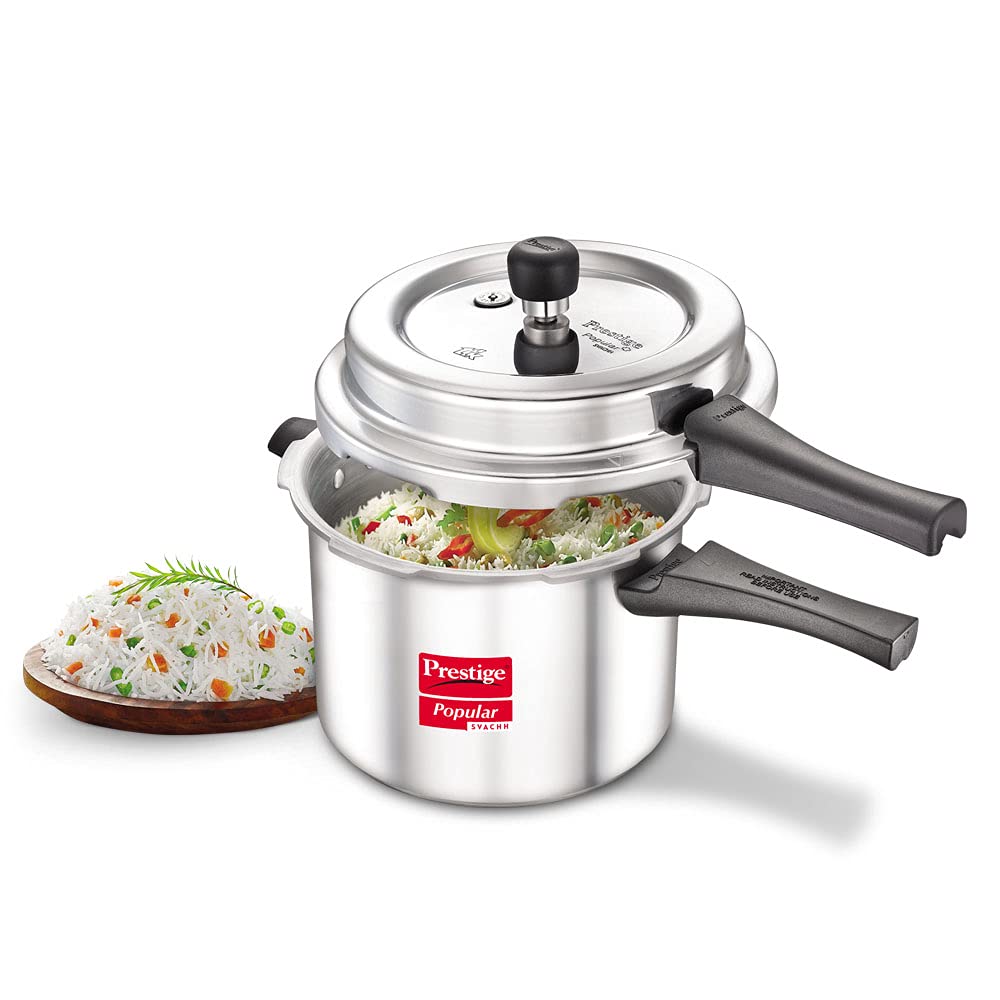 Prestige Popular Svachh 5.0 Litre Aluminium Outer Lid Pressure Cooker, Silver, Medium (10167)