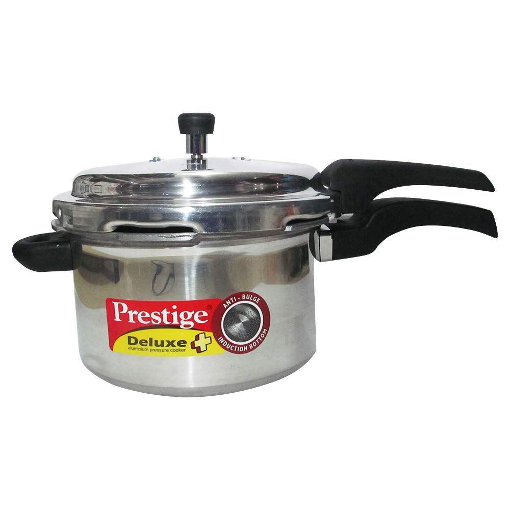 Prestige Deluxe Plus Induction Base Aluminium Outer Lid Pressure Cooker, 5 Litres, Silver, 5 Liter
