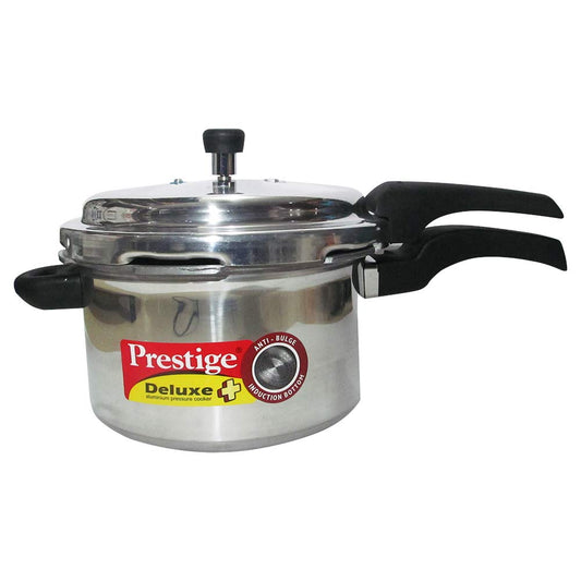 Prestige Deluxe Plus Induction Base Aluminium Outer Lid Pressure Cooker, 5 Litres, Silver, 5 Liter