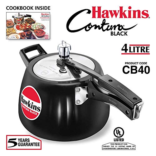 Hawkins 6.5 Litre Contura Black Pressure Cooker, Hard Anodised Inner Lid Cooker, Handi Cooker, Black (CB65)