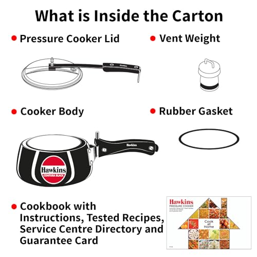 Hawkins 6.5 Litre Contura Black Pressure Cooker, Hard Anodised Inner Lid Cooker, Handi Cooker, Black (CB65)