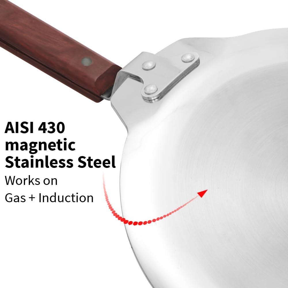 Hawkins Paratha Tawa, Triply Stainless Steel Shielded Nonstick Tawa with Rosewood Handle, Honeycomb Non Stick Induction Tawa, Silver 24 cm / 26 cm (NSPT24) (NSPT26)