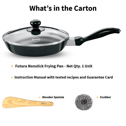 Hawkins Futura 20 cm Frying Pan, Non Stick Small Fry Pan with Glass Lid, Black (NF20G)