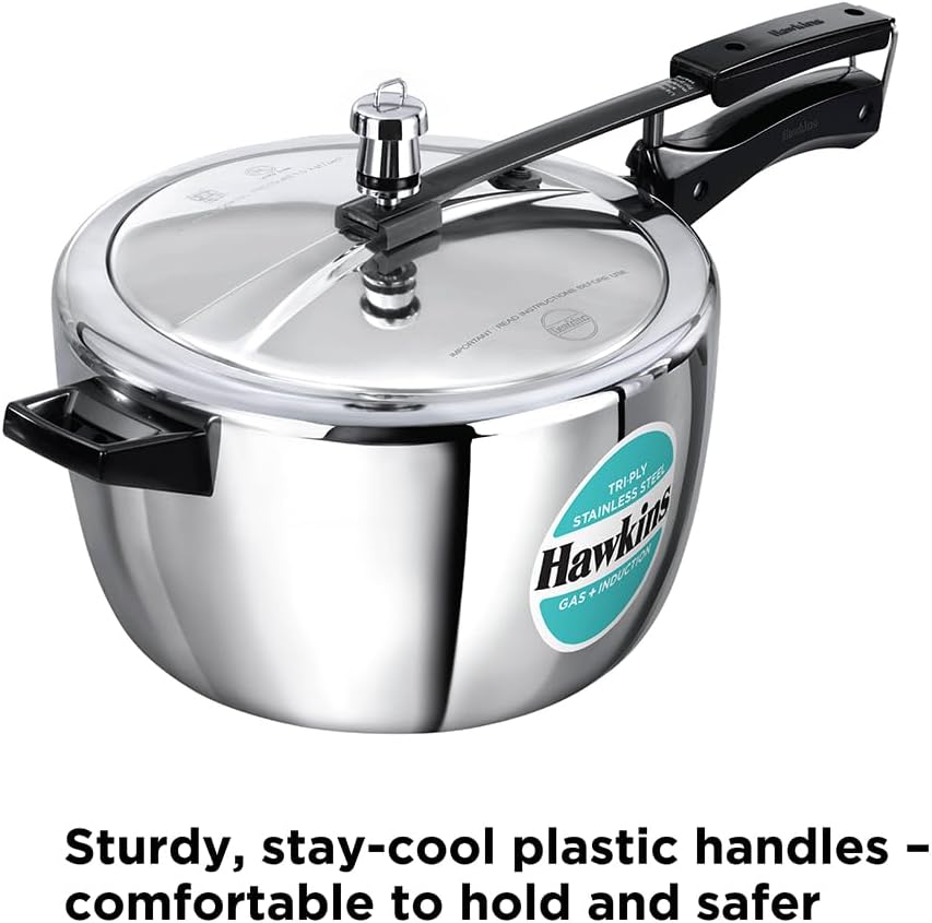 Hawkins 2.5,3.5,4.5 & 7 Litres Triply Stainless Steel Pressure Cooker, Inner Lid Cooker, Silver (HSST25, HSST35, HSST45 , HSST7W)