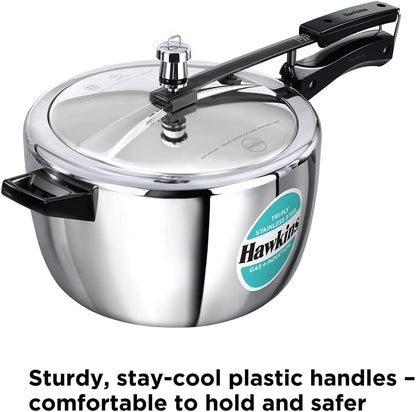 Hawkins 2.5,3.5,4.5 & 7 Litres Triply Stainless Steel Pressure Cooker, Inner Lid Cooker, Silver (HSST25, HSST35, HSST45 , HSST7W)