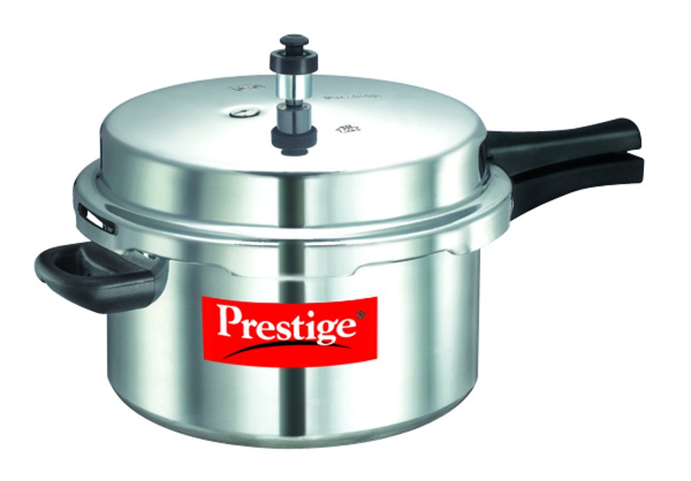 Prestige 7.5 Litres Popular Outer Lid Aluminium Pressure Cooker |Metallic Safety Plug | Gasket Release System | Silver