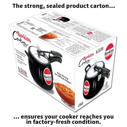 Hawkins 6.5 Litre Contura Black Pressure Cooker, Hard Anodised Inner Lid Cooker, Handi Cooker, Black (CB65)