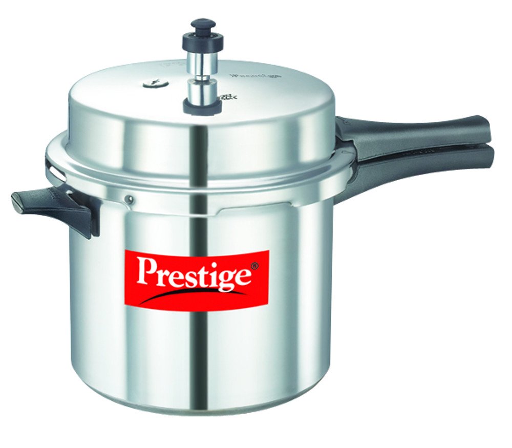 Prestige 7.5 Litres Popular Outer Lid Aluminium Pressure Cooker |Metallic Safety Plug | Gasket Release System | Silver