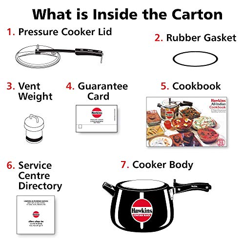 Hawkins 6.5 Litre Contura Black Pressure Cooker, Hard Anodised Inner Lid Cooker, Handi Cooker, Black (CB65)