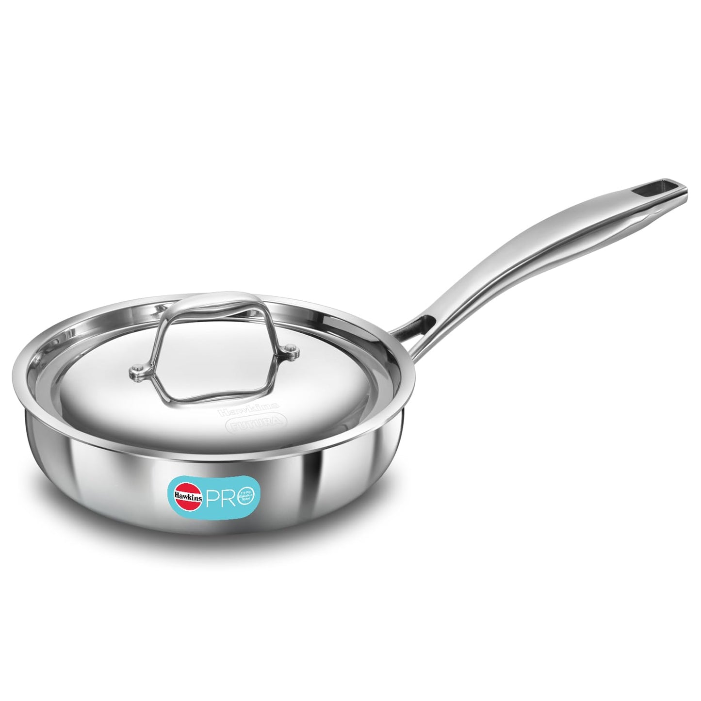 Hawkins Pro 26 cm Frying Pan, Triply Stainless Steel Fry Pan with Stainless Steel Handle and Stainless Steel Lid, Silver (PSF26S)
