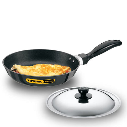 Hawkins Futura Non-Stick Frying Pan with Stainless Steel Lid, 26 cm Diameter, Black