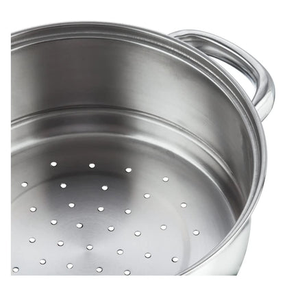 3 Tier Steamer Cooking Pan for Induction Hob, Food and Vegetable Steamer with Vented Glass Lid - 24 CM