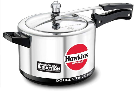 Hawkins Hevibase Induction Compatible Pressure Cooker, 5 Litre, Silver (IH50)