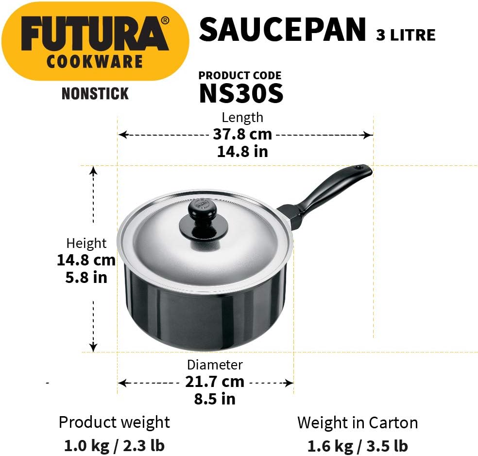 Futura Non-Stick Sauce Pan with Steel Lid 1L / 3L