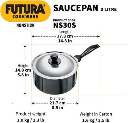 Futura Non-Stick Sauce Pan with Steel Lid 1L / 3L