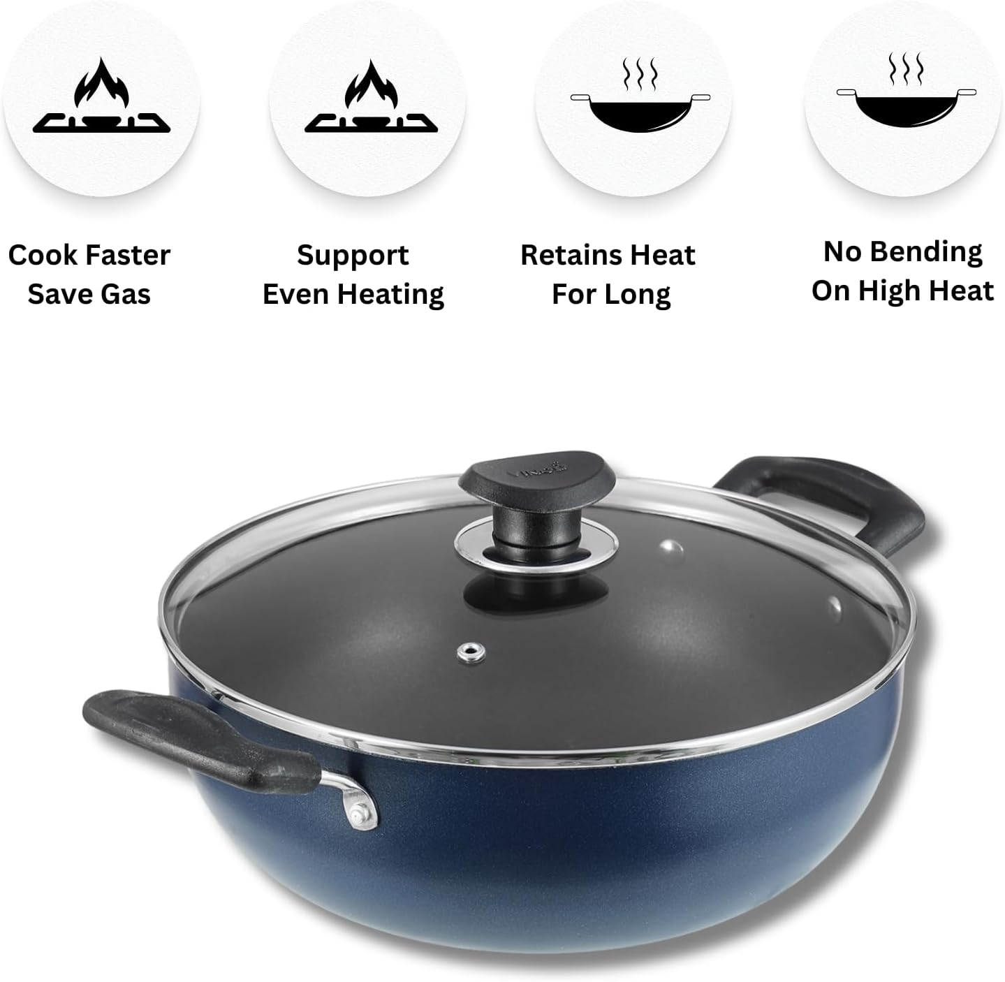 VINOD Non Stick Deep Kadahi 22cm, 24cm , 26 cm