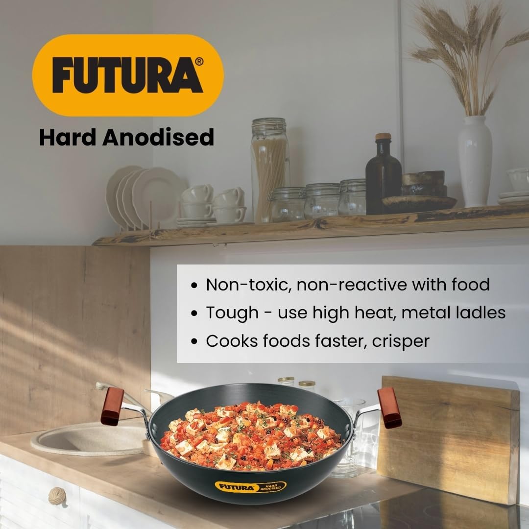 Hawkins Futura Hard Anodised Deep Fry Pan, 30 cm Diameter