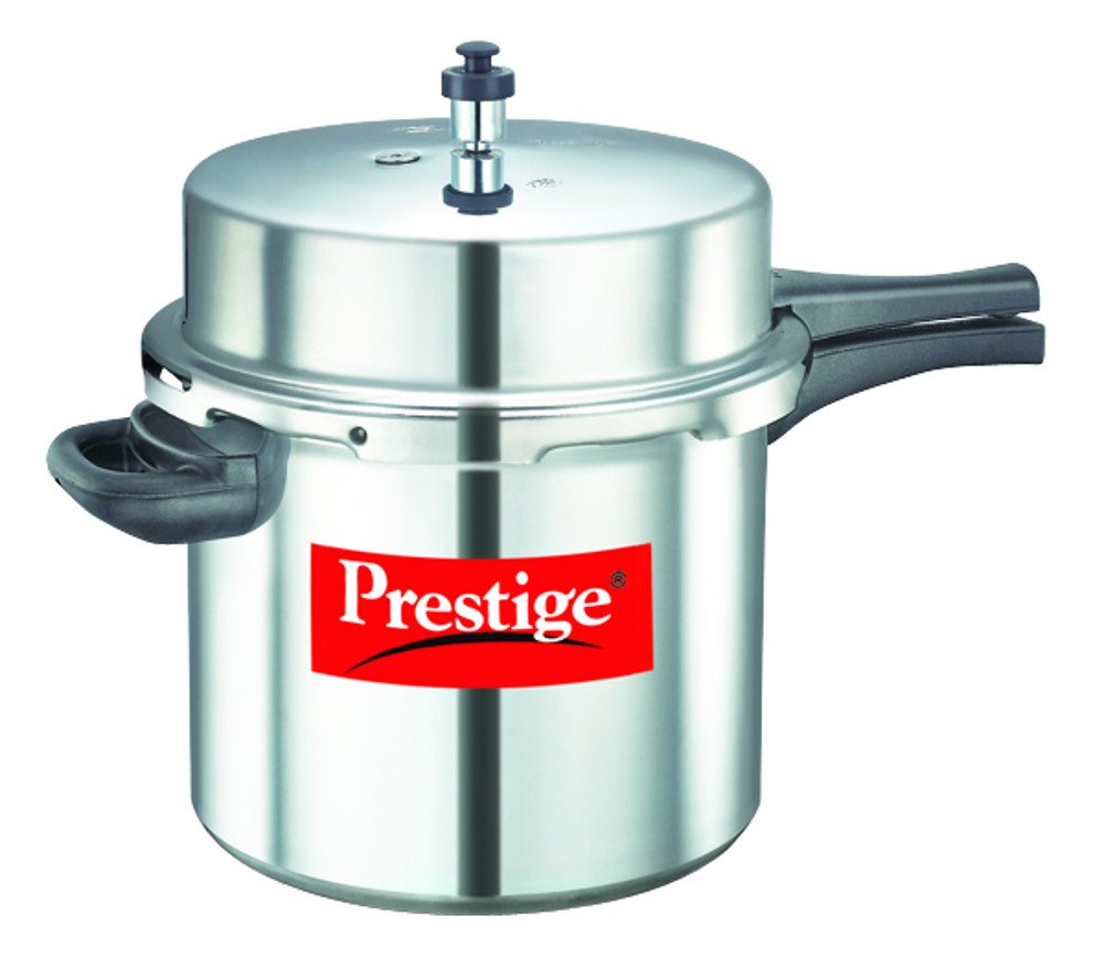 Prestige 7.5 Litres Popular Outer Lid Aluminium Pressure Cooker |Metallic Safety Plug | Gasket Release System | Silver