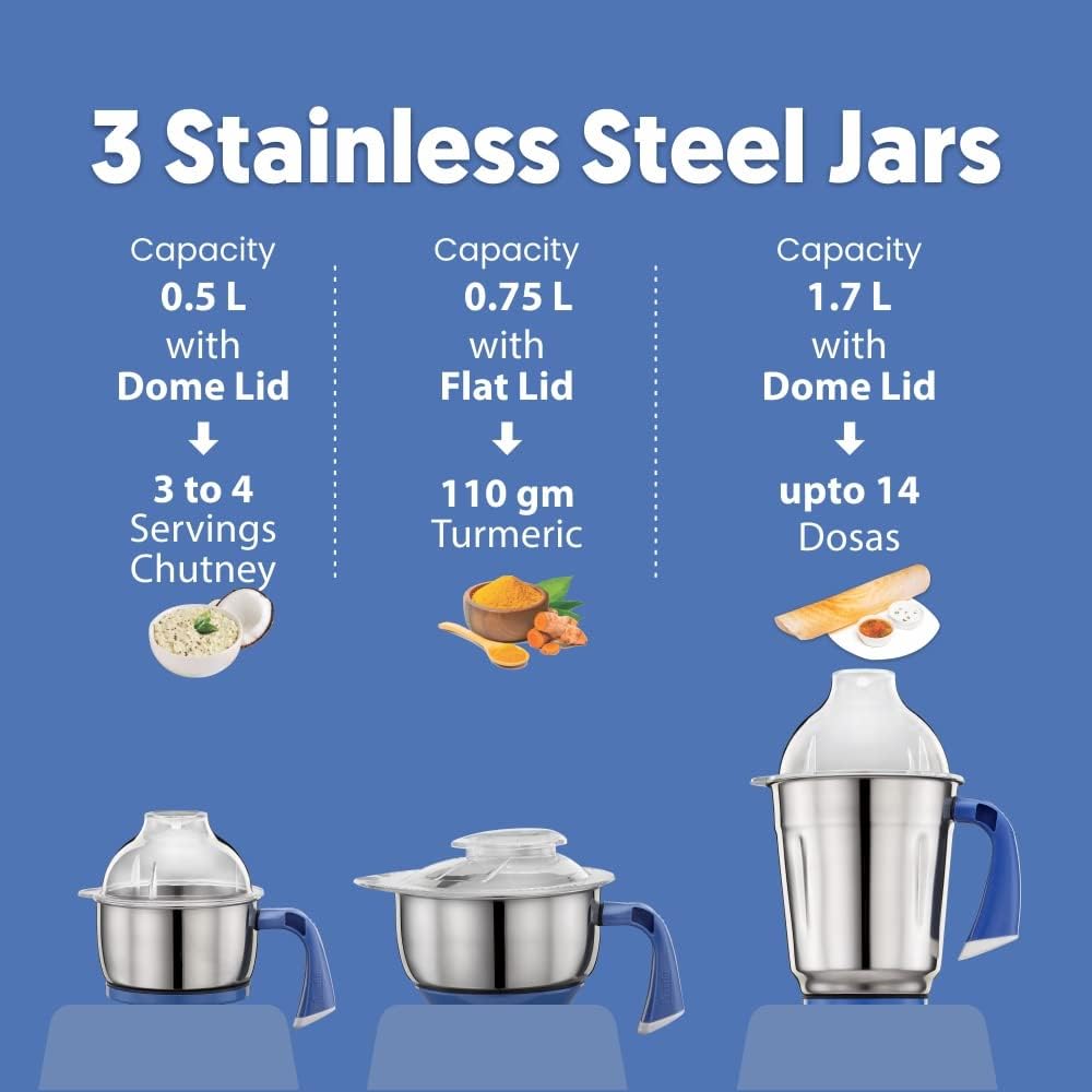 Preethi - 750 W Blue Leaf Gold Mixer Grinder