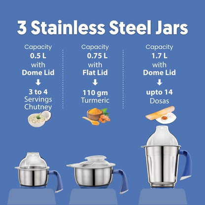 Preethi - 750 W Blue Leaf Gold Mixer Grinder