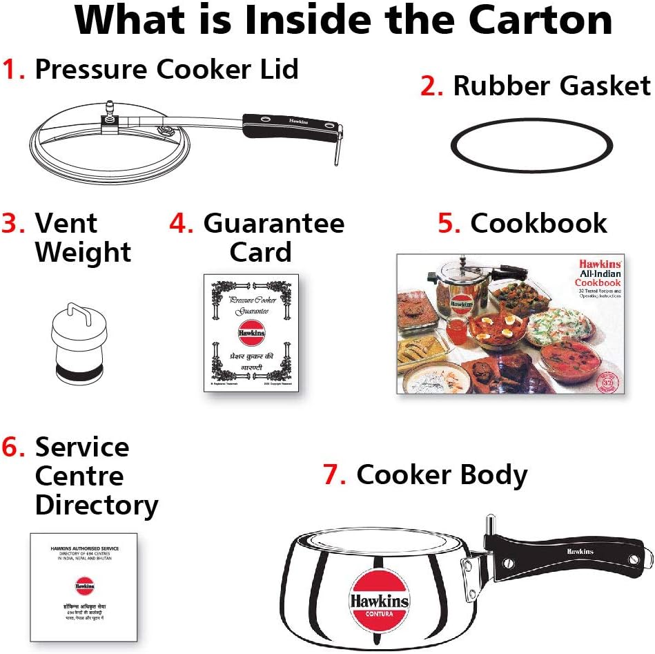 Hawkins Contura Pressure Cooker, 2 Litre Capacity