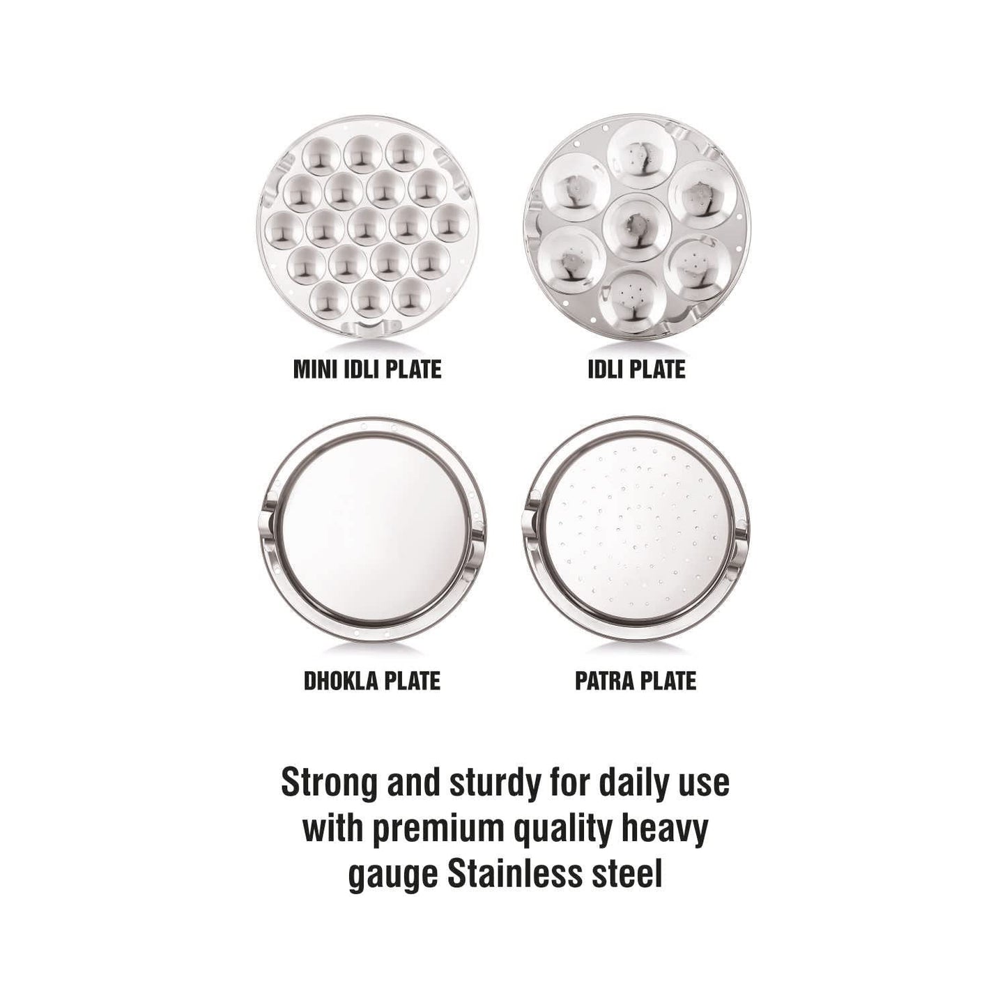 Anjali Fiesta Stainless Steel 7 in 1 Pro Multi Kadai with Lid Gift Set 4700 ml including 3 Idli Plates 1 Patra Plate and 2 Dhokla Plates Compatible with Induction Base