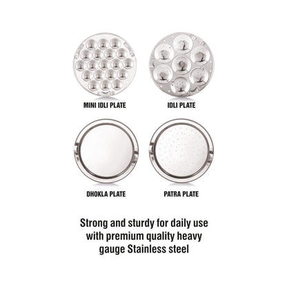 Anjali Fiesta Stainless Steel 7 in 1 Pro Multi Kadai with Lid Gift Set 4700 ml including 3 Idli Plates 1 Patra Plate and 2 Dhokla Plates Compatible with Induction Base