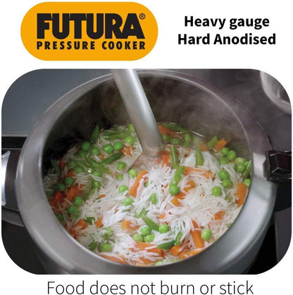 Futura  Hard Anodized Induction Compatible Pressure Cooker, Small, Black 3L / 4L / 5L