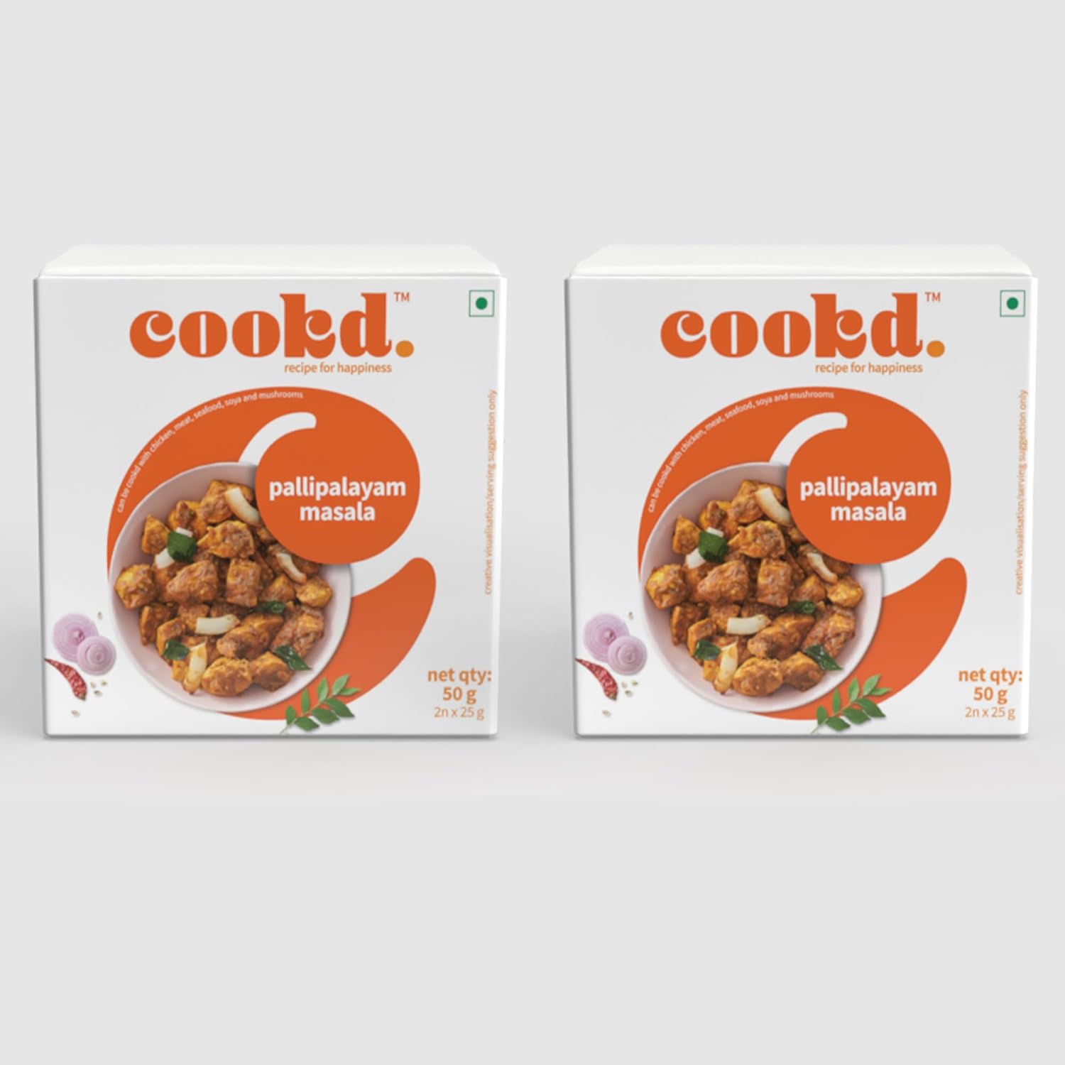 Cookd Pallipalayam Masala 50g (Pack of 2)| Ready To Cook in 15 Minutes | Can be cooked with Paneer, Vegetables, Chicken, Fish & Meat | No Added Flavours, Preservatives & Artificial Colors