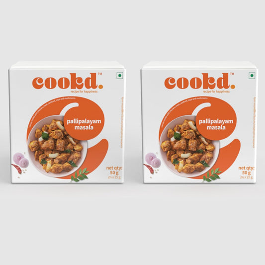 Cookd Pallipalayam Masala 50g (Pack of 2)| Ready To Cook in 15 Minutes | Can be cooked with Paneer, Vegetables, Chicken, Fish & Meat | No Added Flavours, Preservatives & Artificial Colors