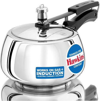 Hawkins Contura Stainless Steel Pressure Cooker, 5.0 Liter Capacity