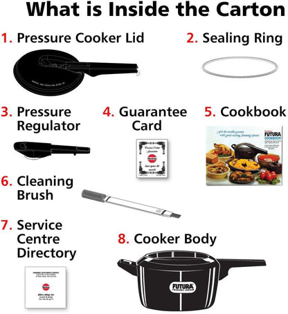 Futura  Hard Anodized Induction Compatible Pressure Cooker, Small, Black 3L / 4L / 5L