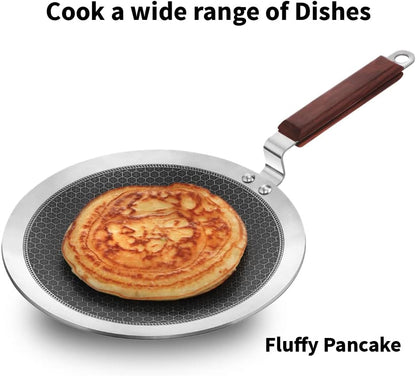 Hawkins Paratha Tawa, Triply Stainless Steel Shielded Nonstick Tawa with Rosewood Handle, Honeycomb Non Stick Induction Tawa, Silver 24 cm / 26 cm (NSPT24) (NSPT26)