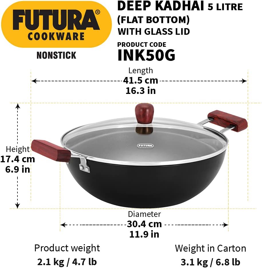 Futura INK50G Kadai, 5 Litre, Black