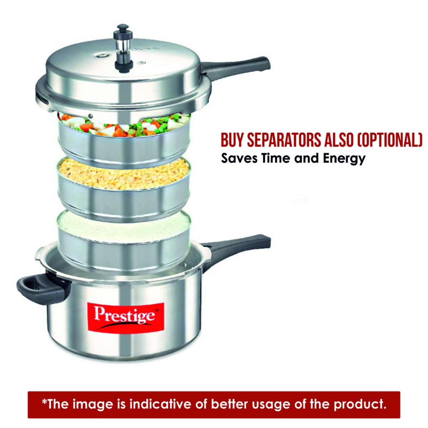 Prestige 7.5 Litres Popular Outer Lid Aluminium Pressure Cooker |Metallic Safety Plug | Gasket Release System | Silver