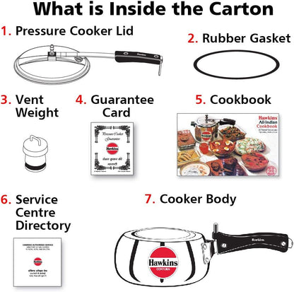 Hawkins Contura Pressure Cooker, 2 Litre Capacity