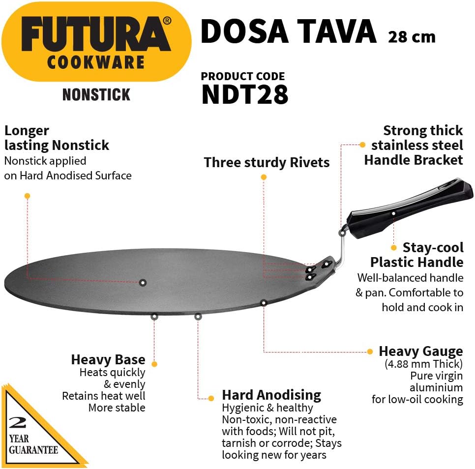 Hawkins Futura Non Stick Dosa Tava, 28 cm Diameter