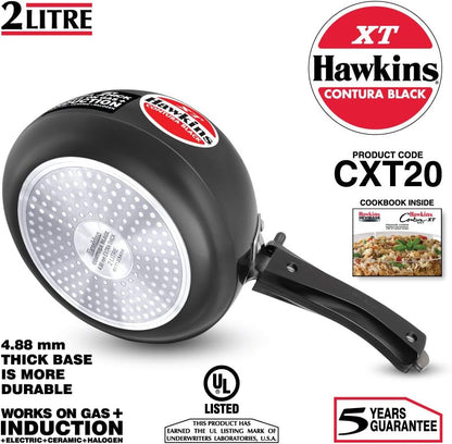 Hawkins Contura XT Pressure Cooker, 2 Liter Capacity, Black