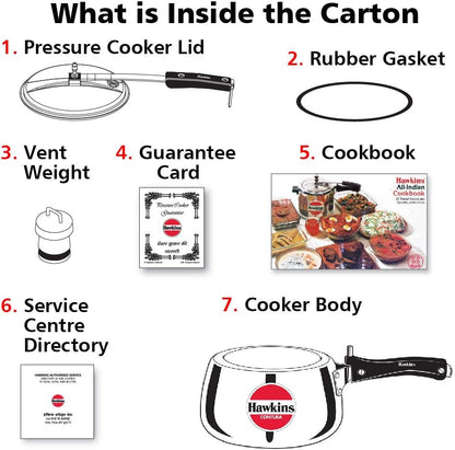 Hawkins Contura Pressure Cooker, 2 Litre Capacity