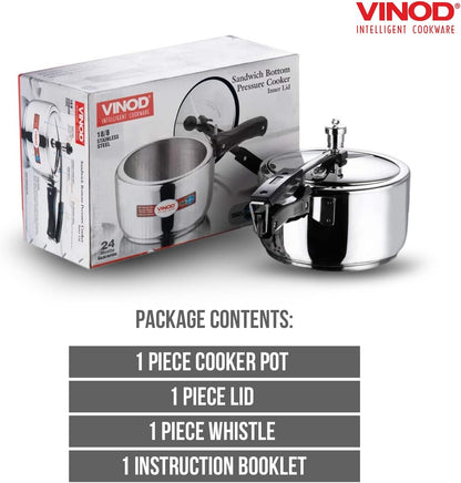 VINOD Inner Lid Stainless Steel Pressure Cooker 2L , 3L & 5L