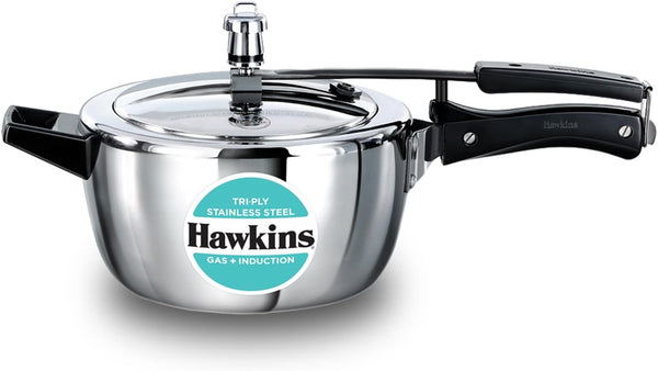 Hawkins Triply Stainless Steel Pressure Cooker, Inner Lid Cooker, Silver (HSST35) (HSST45)