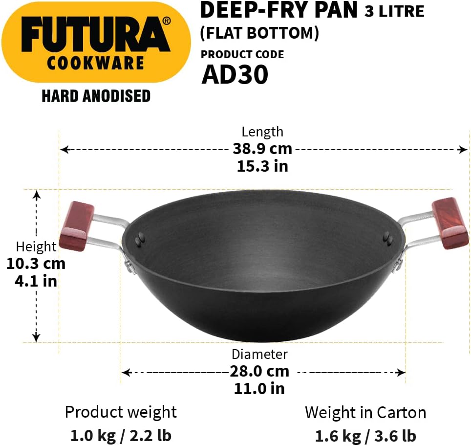 Futura INK50G Kadai, 5 Litre, Black