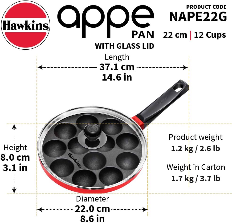 Hawkins Futura Non Stick Appe Pan with Glass Lid, 22 cm Size NAPE22G