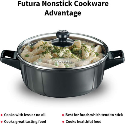 Hawkins Futura Non-Stick Cook-N-Serve Bowl with Glass Lid, 3 Litre Capacity NCB30G