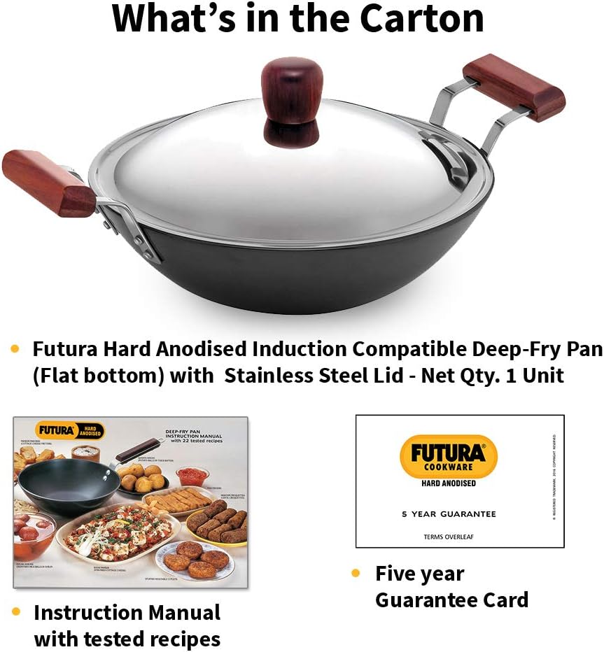 Hawkins Futura Induction Compatible Hard Anodised Aluminium Deep Fry Pan, 2.5 Litre Capacity