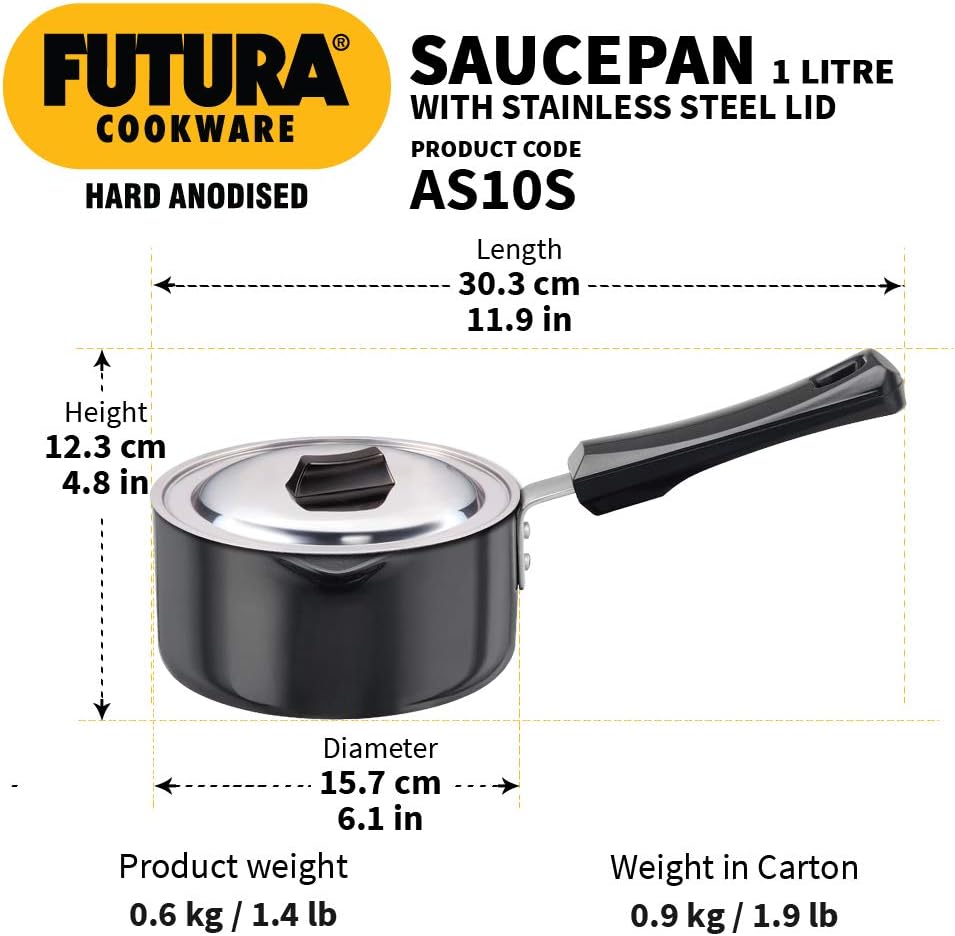 Hawkins Futura Sauce Pan with Lid, 1 Litre Capacity