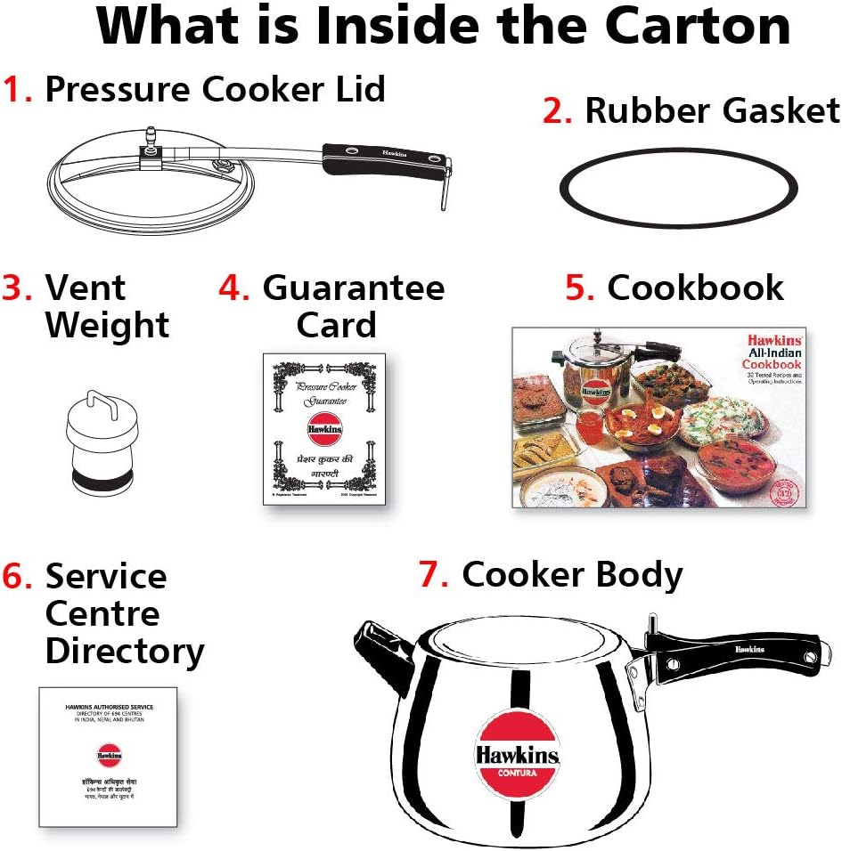 Hawkins Contura Pressure Cooker, 2 Litre Capacity