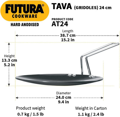 Hawkins-Futura Hard Anodized Concave Griddle Tava, 9.5-Inch Diameter
